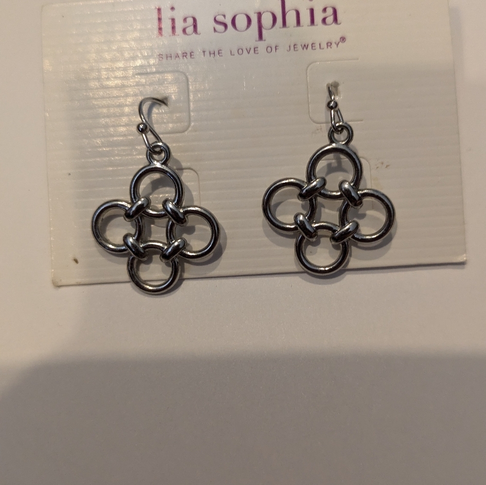 LIA SOPHIA earrings - FOUR TET - silver tone - brand NEW
